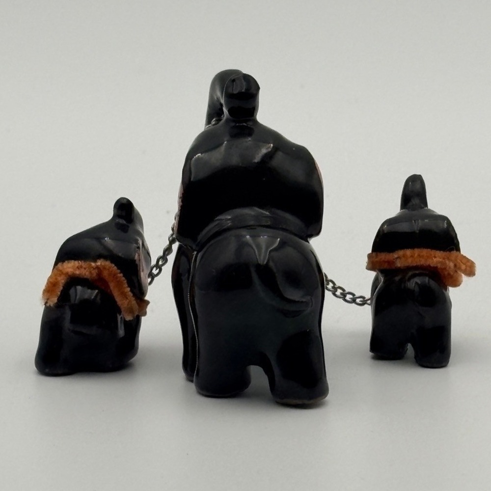 Vintage Elephant Figurine Family on Chains Mother and Babie Handpainted Japans - Picture 8 of 12
